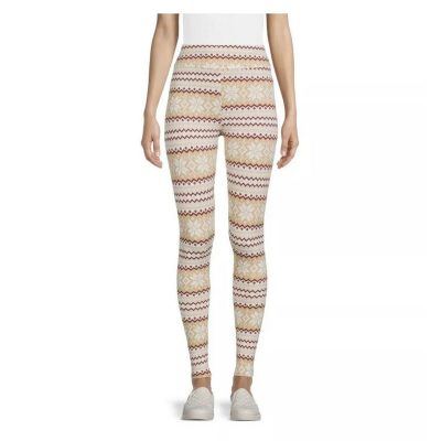 Time and Tru Womens Ivory FairIsle Leggings Size Large 12-14 New